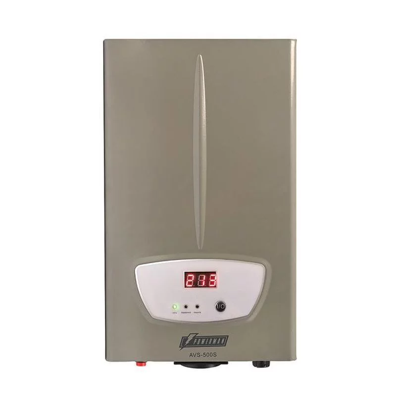 Стабилизатор напряжения/ POWERMAN AVS 500S stabilizer, silver, step regulator, digital voltage level indicators, 500VA, 140-260V, maximum input current 5A, 1 Euro socket, IP-20, wall-mounted, 290mm x 175 (POWERMAN AVS-500S SILVER)