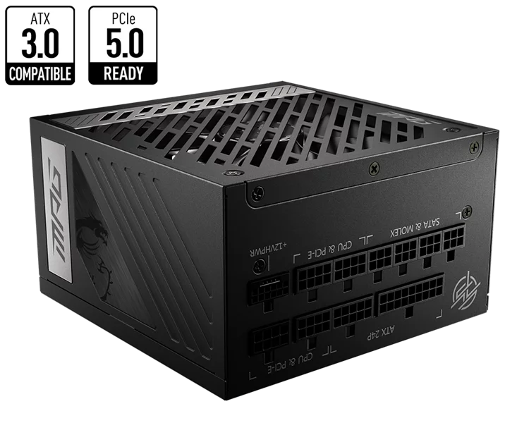 MSI MPG A1000G PCIE5, 1000W, Intel ATX 12V, APFC, 13.5cm Fan, 80+ Gold, Fully-Modular, Retail