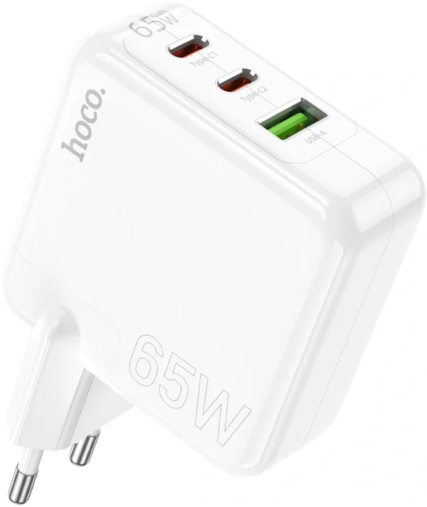 Сетевое зар./устр. Hoco C115A Header PD65W three-port(2C1A) charger(EU) 65W 3.25A+3A+2A+1.5A (PD+QC) универсальное белый (98312)