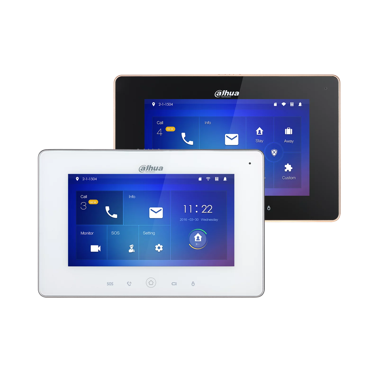 DAHUA DHI-VTH5221D-S2 Монитор видеодомофона IP 7 дюймовый, возможность просмотра IP камер, черный, ёмкостный сенсорный экран, поддержка карты памяти до 32Гб, питание DC 12V, PoE