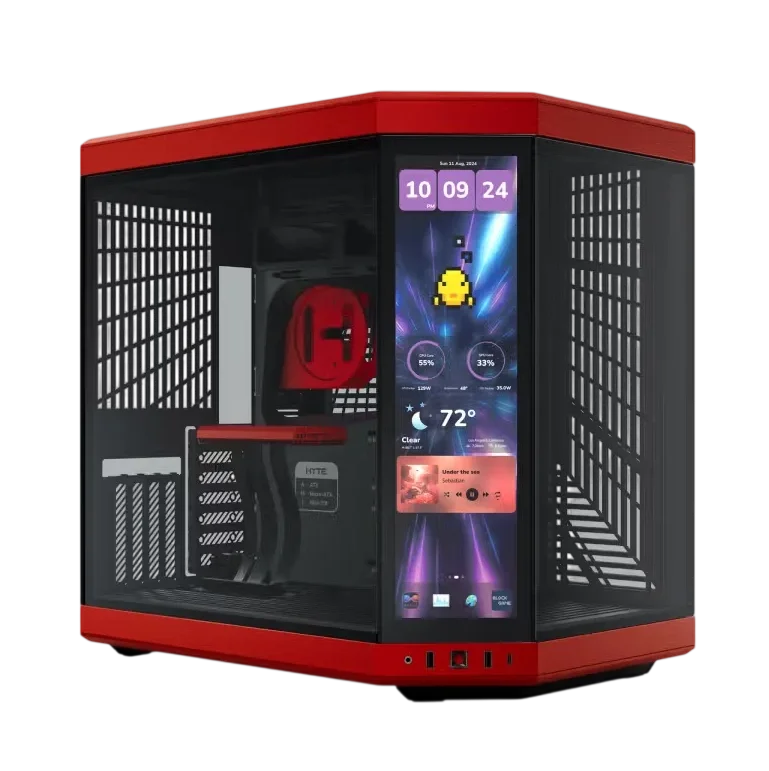 Корпус без блока питания/ Case HYTE Y70 Touch Infinite, Midi-Tower, TG, LCD, no fans, 2xUSB-A 3.2, 1xUSB Type-C, E-ATX, ATX, mATX, mITX Black Cherry (CS-HYTE-Y70TTI-RB)