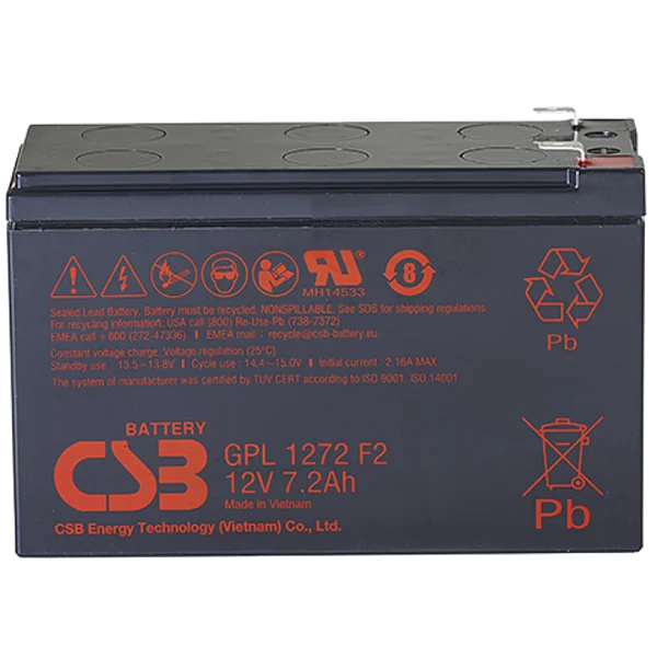 CSB Аккумуляторная батарея для ИБП (10-12 лет) (12V/ 7.2Ah) (GPL1272 F2 FR CSB)
