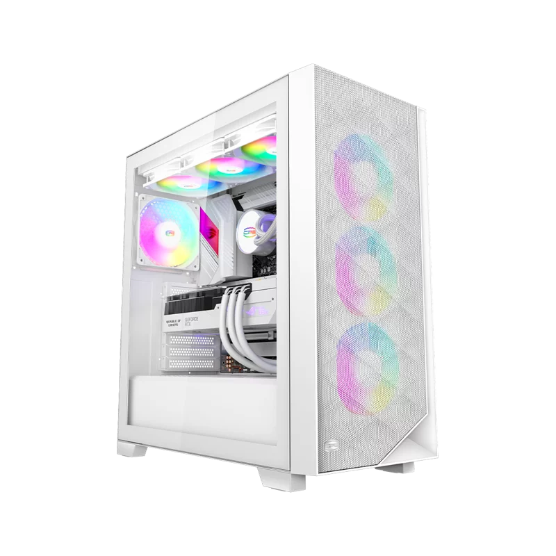 Корпус без блока питания/ Case PCCooler C3D510 WH ARGB, Midi-Tower, TG, Mesh, 3x120mm ARGB, 2xUSB-A 3.0, E-ATX, ATX, mATX, mITX White