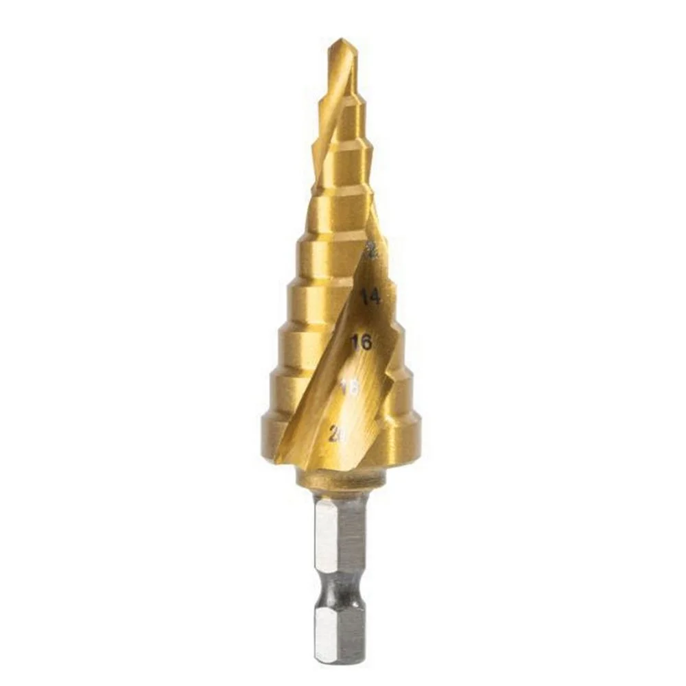 Оснастка Deli Сверло ступенчатое по металлу DH-JTZ020-E2 (4-20мм, HSS M2, спиральная канавка, шестигранный хвостовик)
