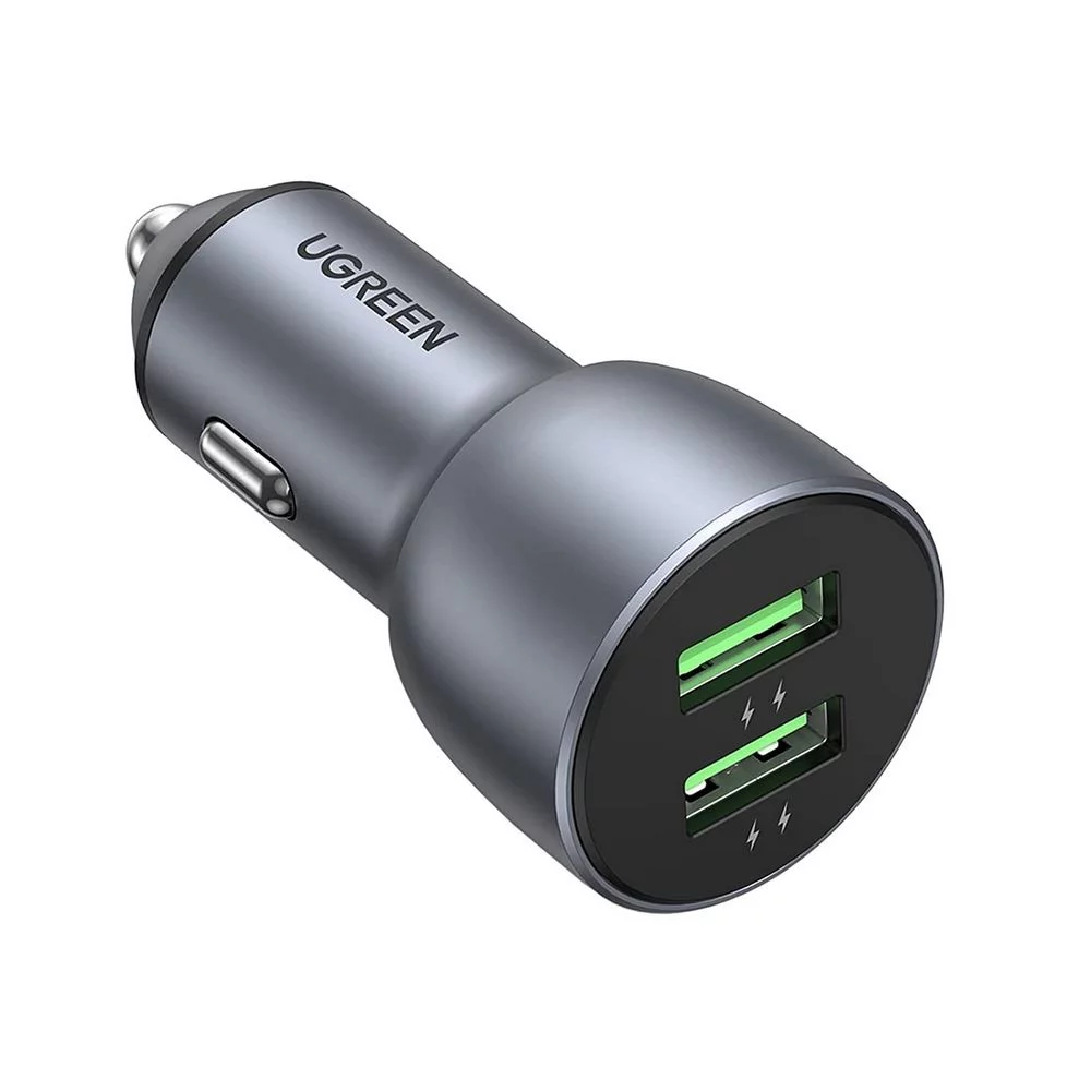 Автомобильное зарядное устройство UGREEN CD213 (70594) USB-C PD+USB-C PD 36W Fast Car Charger. Цвет: серый космос