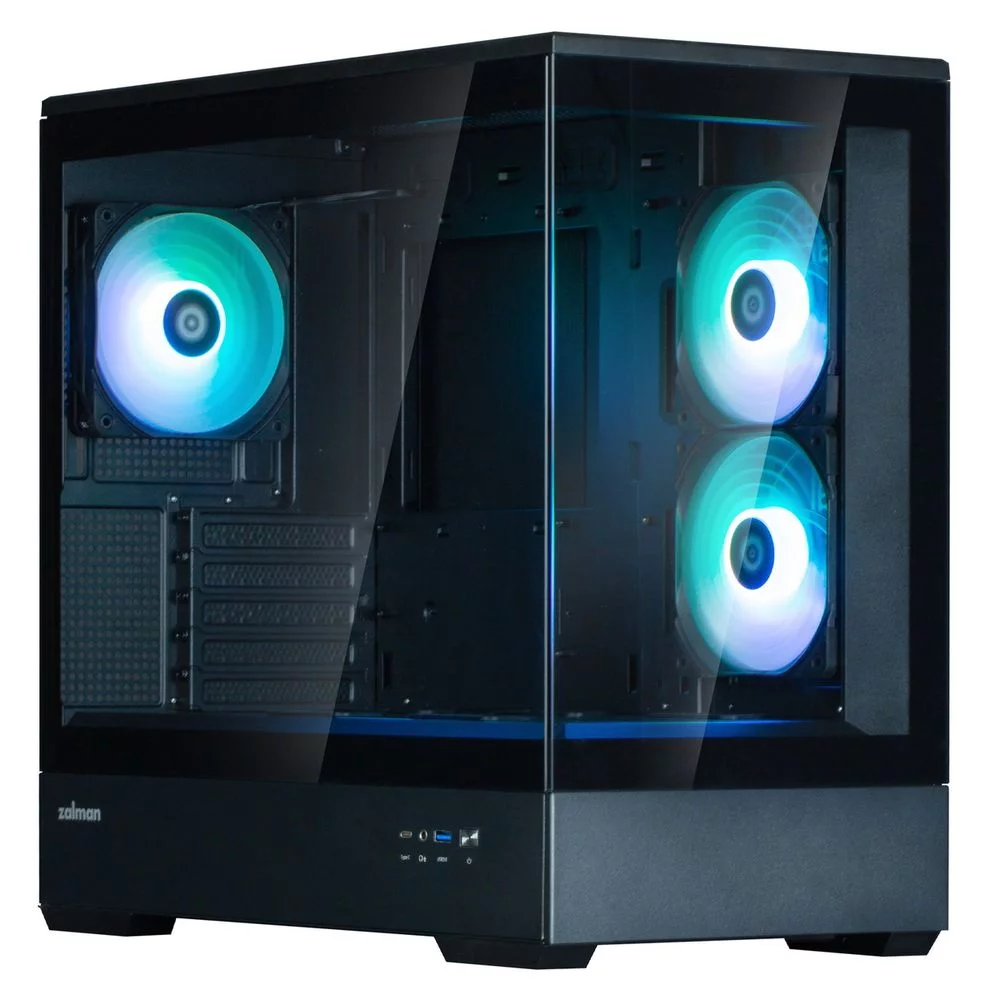 ZALMAN P30 V2, MATX, BLACK, WINDOW, 2x3.5", 3x2.5", 1xUSB TYPE-C, 1xUSB3.0, SIDE 2x120mm ARGB, REAR 1x120mm ARGB, VGA support (P30 BLACK V2)