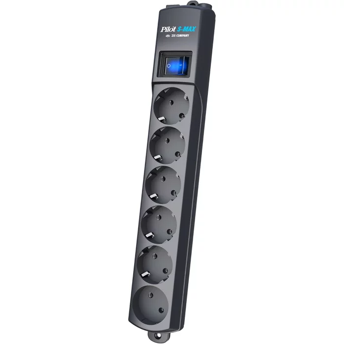 Сетевой фильтр Pilot S Max (5 евро + 1GP), 15А/3.5кВа, автомат, 5 м, графит/ Surge protector Pilot S Max (5 euros + 1GP), 15A/3.5kVA, automatic, 5 m, graphite (PILOT S-MAX 5M)