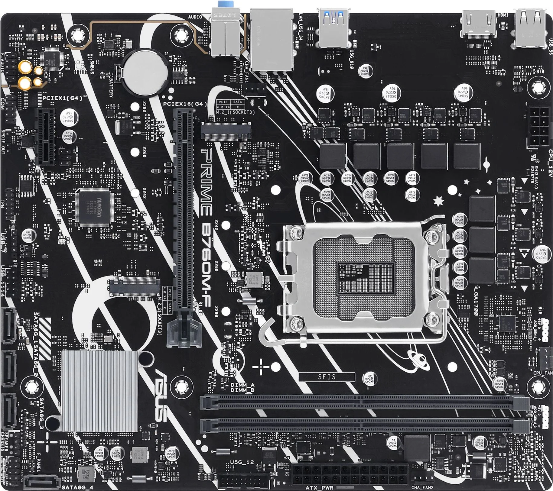 Материнская плата Asus PRIME B760M-F Soc-1700 Intel B760 2xDDR5 mATX AC`97 8ch(7.1) GbLAN RAID+HDMI