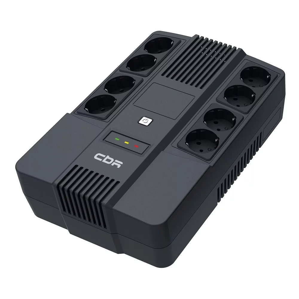 ИБП CBR [UPS-OFK-101E-600] 600VA/ 360W, Schuko CEE 7 Outlets: (x4 Battery & Surge Protected; x4 Surge Protected), LED, AVR, 12V/ 7Ah