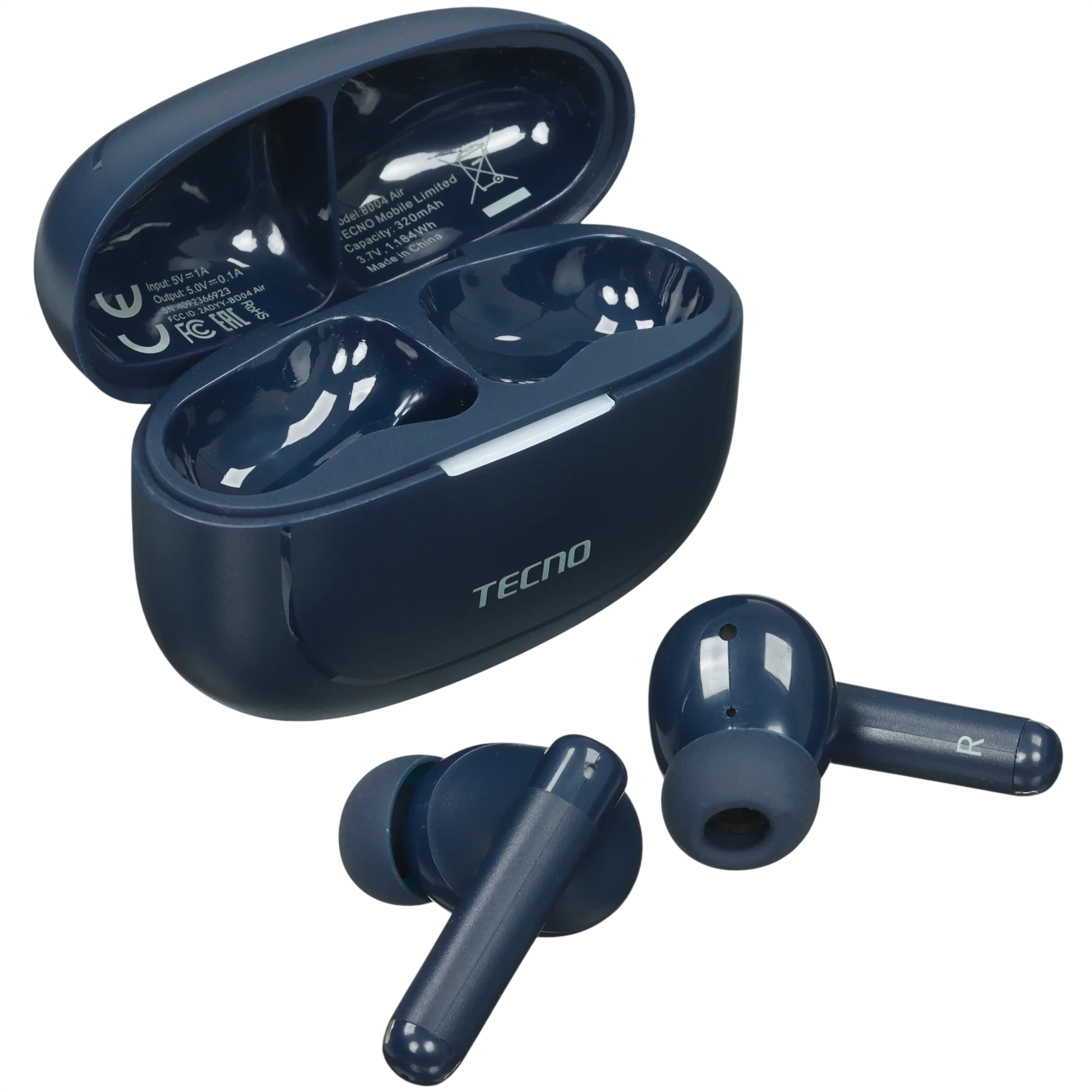 Гарнитура внутриканальные Tecno Buds 4 Air BD04 синий беспроводные bluetooth в ушной раковине (BD04 AIR MIDNIGHT BLUE)