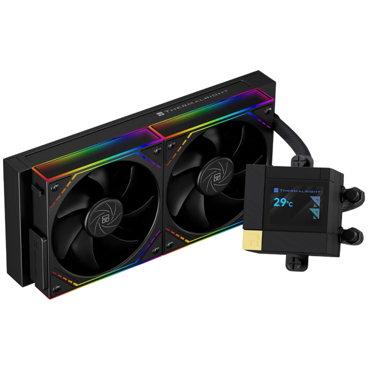 Система жидкостного охлаждения/ Water Cooling System Thermalright Core Matrix 240 Vision (240mm, LED, Black, ARGB/ Fans: 2x120mm, 68.9CFM, 28.2dBA, 2000RPM/ Pump height 64.4mm, Rad thickness 27mm/ S: (C-MATRIX-VISION-BL-240-ARGB)