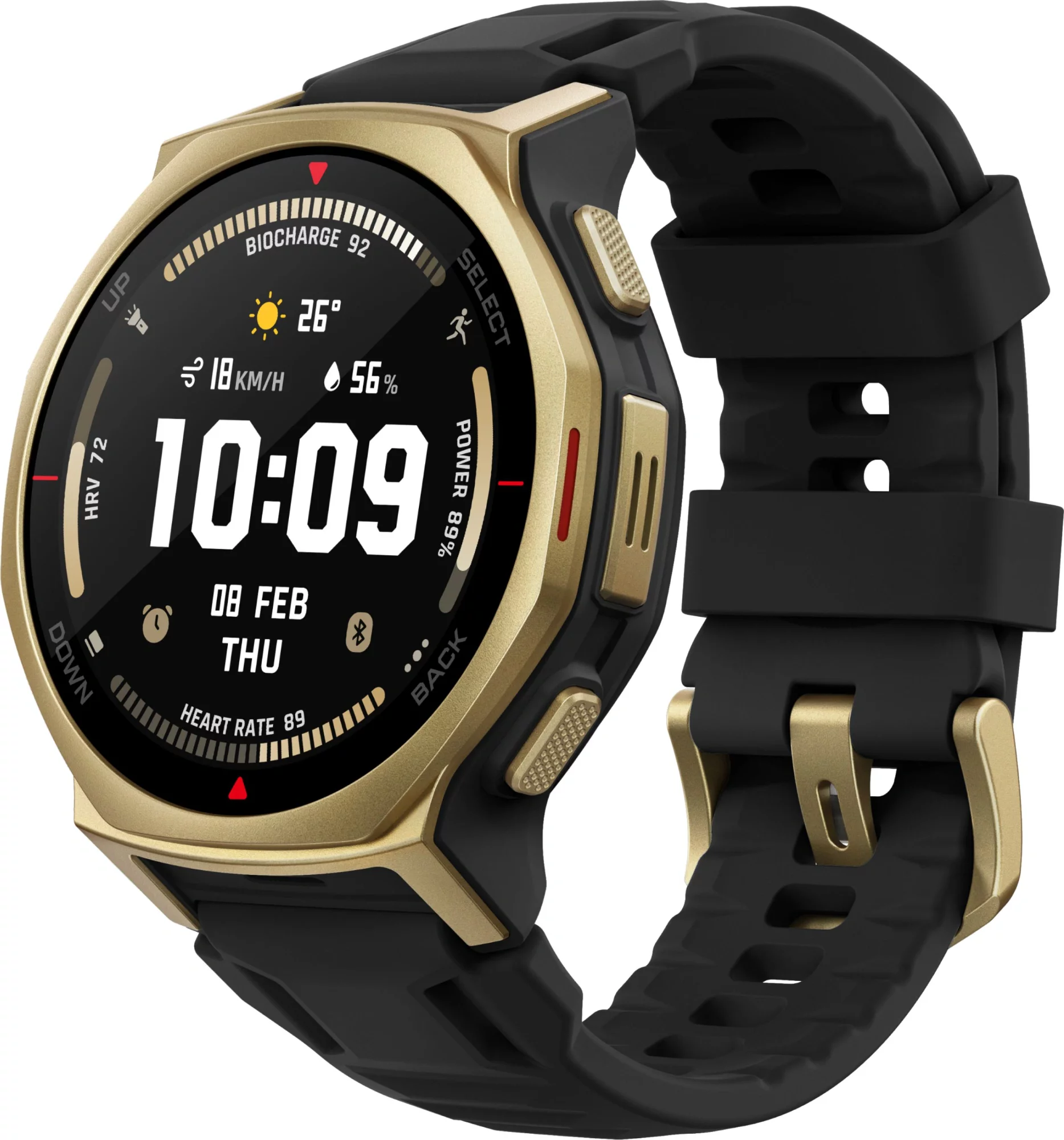 Смарт-часы Amazfit T-rex 3 Pro A2549 44мм 1.32" AMOLED корп.золотистый рем.черный разм.брасл.:140-205мм (6972596109532)