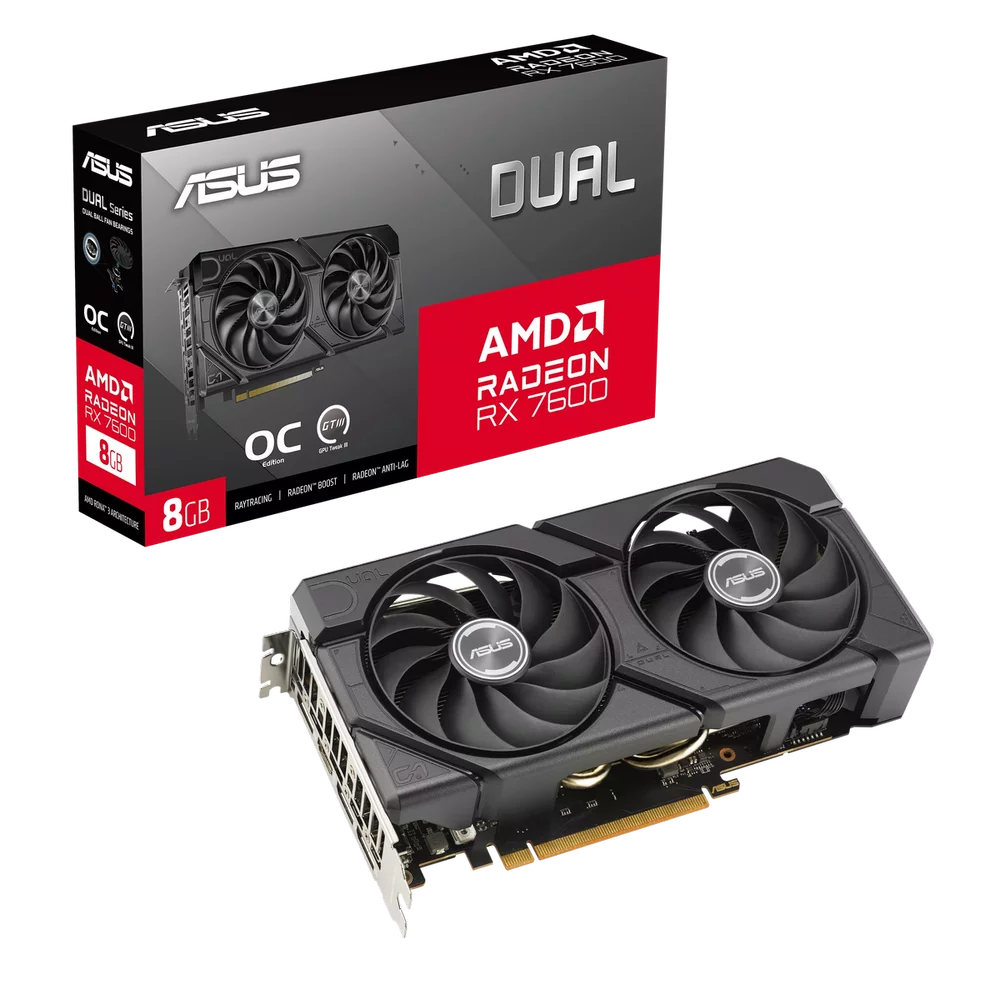 Видеокарта ASUS Bad Pack RX7600 DUAL EVO OC 8GB GDDR6 128bit 3xDP HDMI 2FAN RTL (DUAL-RX7600-O8G-EVO) (90YV0LD0-M0NA00||BP)