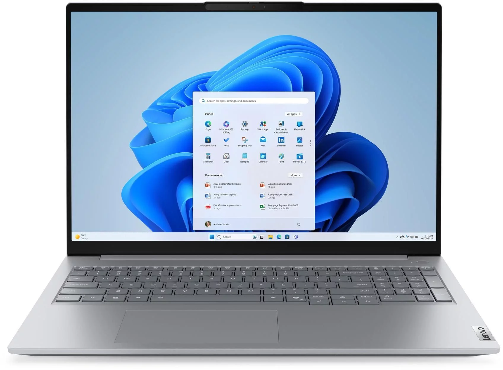 Ноутбук Lenovo Thinkbook 16 G8 IAL Core Ultra 7 255H 16Gb SSD512Gb Intel Arc 140T 16" IPS WUXGA (1920x1200) Windows 11 Pro grey WiFi BT Cam (21SK000CGQ)