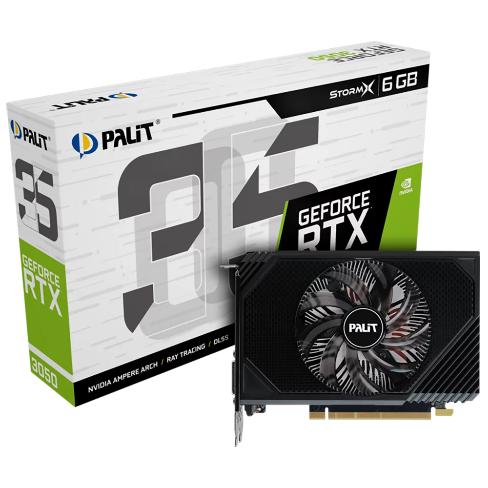 Видеокарта Palit Bad Pack RTX3050 STORMX 6GB GDDR6 96bit DVI DP HDMI 1FAN ITX RTL bp (NE63050018JE-1072F||BP)