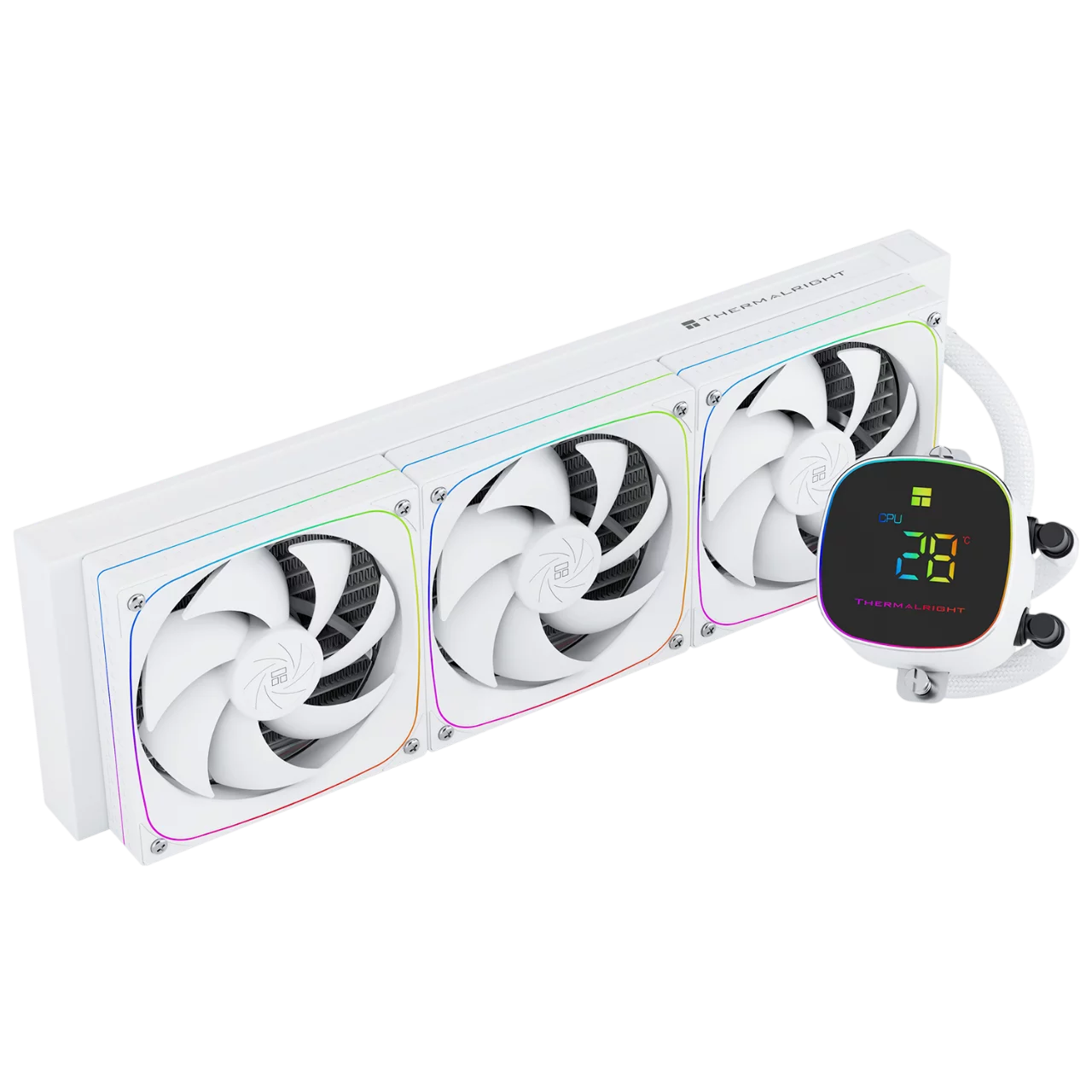 Система жидкостного охлаждения/ Water Cooling System Thermalright Frozen Horizon 360 Digital (360mm, LED temp., White, ARGB/ Fans: 3x120mm, 68.9CFM, 28.2dBA, 2000RPM/ Pump height 53.2mm, Rad thickness (F-HORIZON-DIGITAL-WH-360-ARGB)