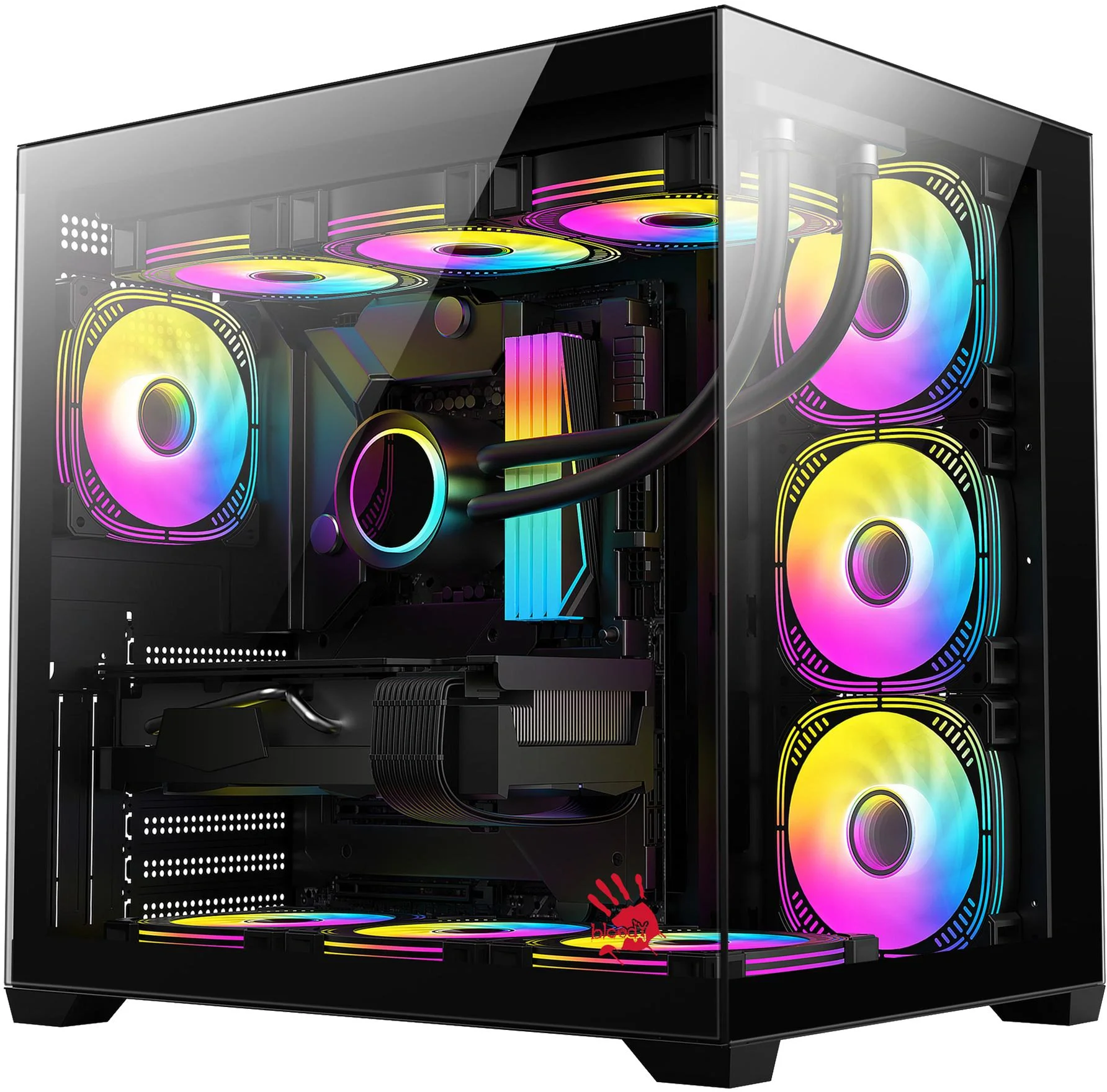 Корпус Bloody CC-122 черный без БП ATX 10x120mm 1xUSB2.0 1xUSB3.0 audio (CC-122V2-BK)