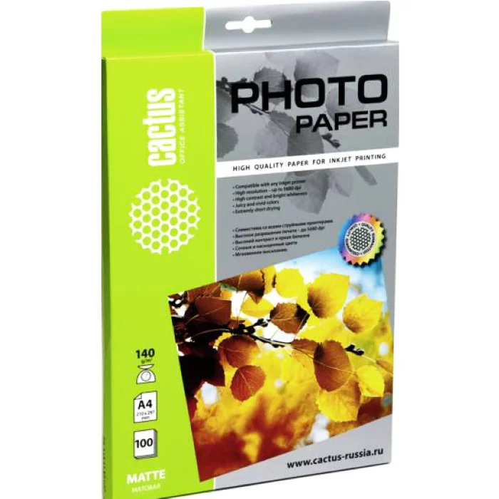 Фотобумага Cactus CS-MA4140100 A4/140г/м2/100л./белый матовое для струйной печати