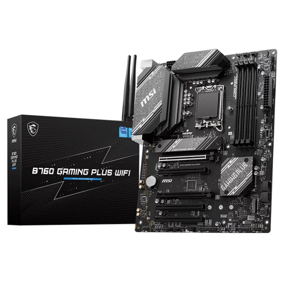 Материнская плата MSI BadPack B760 GAMING PLUS WIFI B760, LGA1700, 4*DDR5, 5*PCIEx16, 2*M.2, 2*TypeC, 2*USB3.2Gen2, 2*USB3.2Gen1, 8*USB2.0, 4*SATA3.0, 2.5G, DP, HDMI, ATX, RTL bp (B760 GAMING PLUS WIFI||BP)