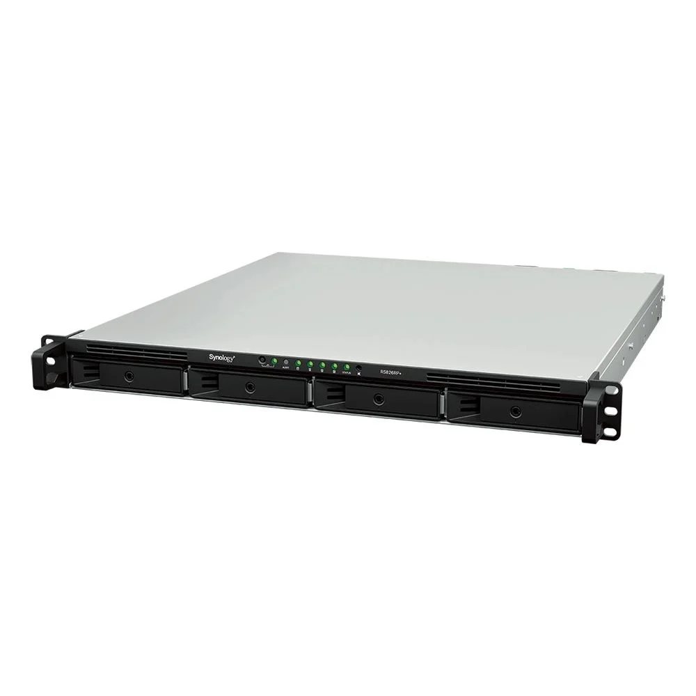 Система хранения данных Synology 1U/ 4bay QC 2,2GhzCPU/ 4Gb(32)/ RAID0,1,10,5,6/ upto 8HDD (1xRX426)/ 2xUSB3.2/ 4GigEth/ 1xExpslot/ iSCSI/ 2xIPcam/ 1xRPS/ 1YW/ no rail repl. RS822+ (RS826+)