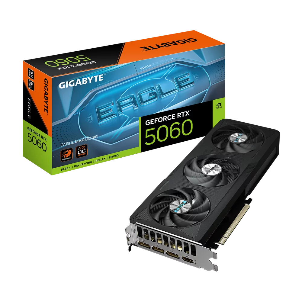 Видеокарта Gigabyte Bad Pack RTX5060 EAGLE MAX OC 8GB GDDR7 128bit 3xDP HDMI 3FAN RTL bp (GV-N5060EAGLEMAX OC-8GD||BP)