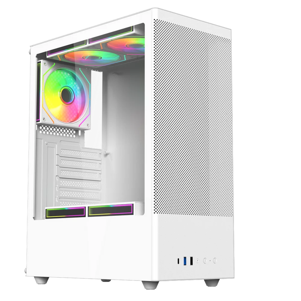 Корпус для ПК ACD Citadel 108W ATX, Type-C + 2XUSB ports + HD audio combo, Mesh, TG, White. (AH-SI2G0W-00)
