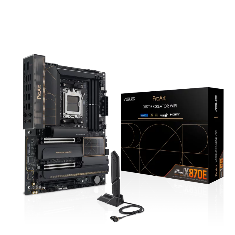 Материнская плата ASUS PROART X870E-CREATOR WIFI, AM5, X870, 4*DDR5, 4*SATA, 4*M.2, 7*USB 3.2, 1*USB 2.0, 2*USB4, Type-C, 3*PCIx16, HDMI, ATX (90MB1IG0-M0EAY0)