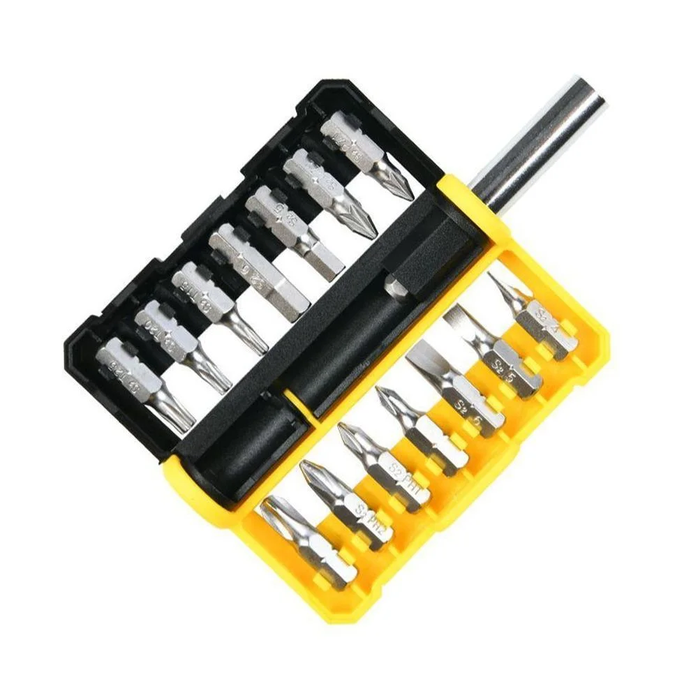 Набор Deli бит 14 шт c держателем DL251201 (SL4,SL5,SL6,PH0,PH1,PH2,PH3,T15,T20,T25,H5,H6,PZ1,PZ2), сталь S2, пласт.держатель