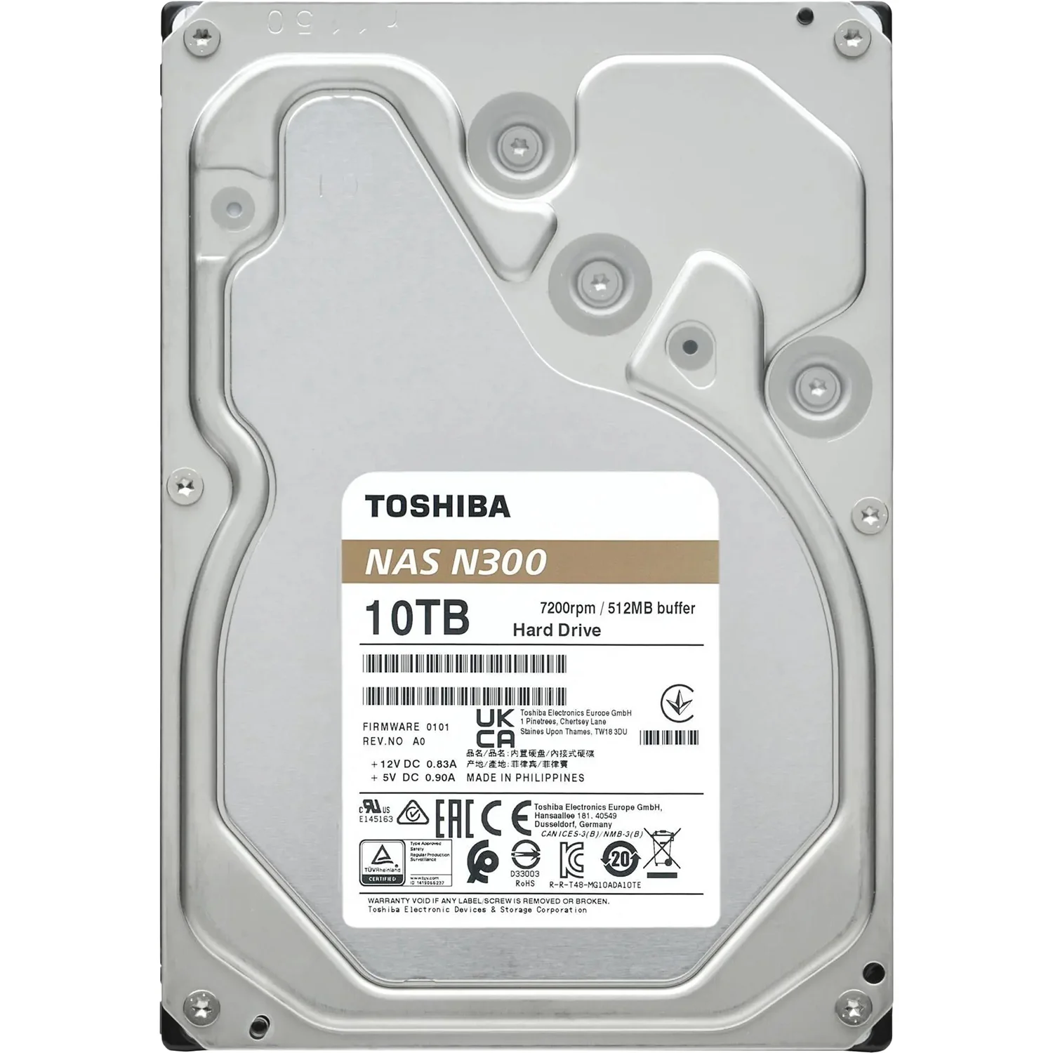 Жесткий диск/ HDD Toshiba N300 NAS SATA3 3.5" 10TB 7200 512Mb 6Gb/ s 1 year warranty (HDWG71AXZSTA)