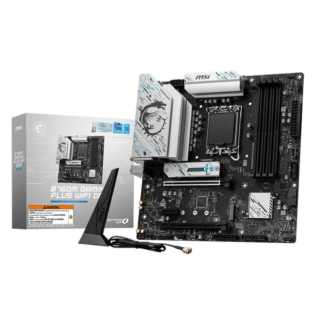 Материнская плата MSI Bad Pack B760M GAMING PLUS WIFI DDR4 B760, LGA1700, 4*DDR4, 5*PCIEx16, 2*M.2, 2*TypeC, 2*USB3.2Gen2, 2*USB3.2Gen1, 8*USB2.0, 4*SATA3.0, 2.5G, DP, HDMI, ATX, RTL bp (B760M GAMING PLUS WIFI DDR4_||BP)