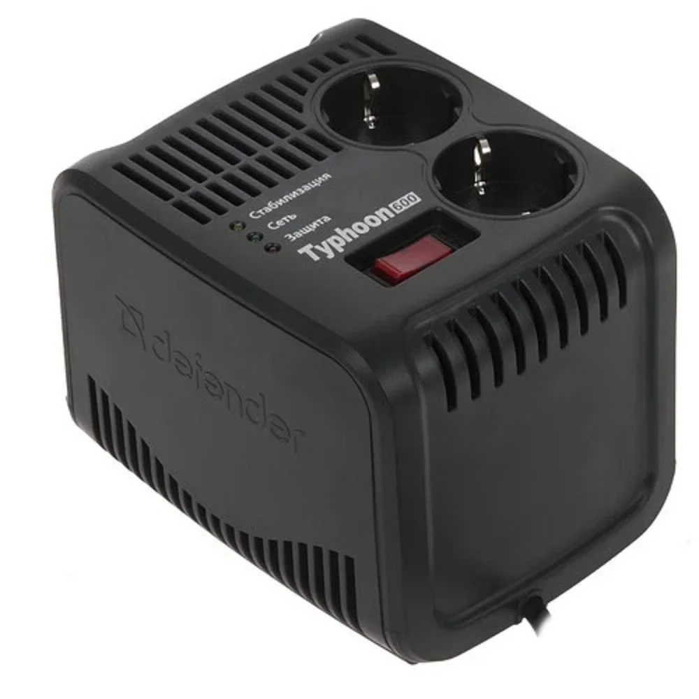 Defender Стабилизатор напряжения AVR Typhoon 600 200 Вт, 2 розетки [] (99032)