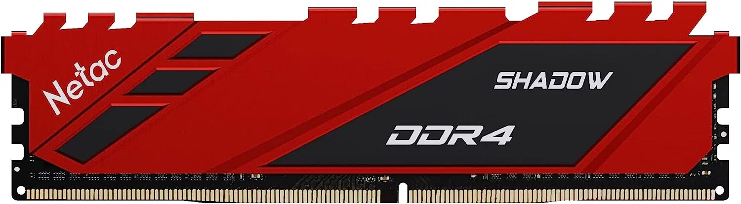 Модуль памяти DDR4 DIMM 8Gb PC25600, 3200Mhz, Netac Shadow NTSDD4P32SP-08R C16 Red, с радиатором