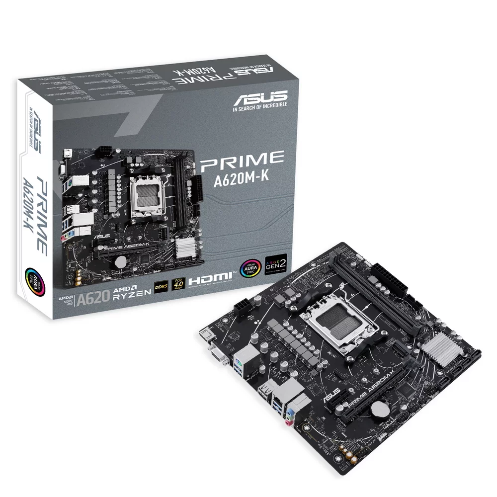 Материнская плата ASUS PRIME A620M-K SocketAM5 AMD A620 2xDDR5 mATX AC`97 8ch(7.1) GbLAN RAID+VGA+HDMI (90MB1F40-M0EAY0)