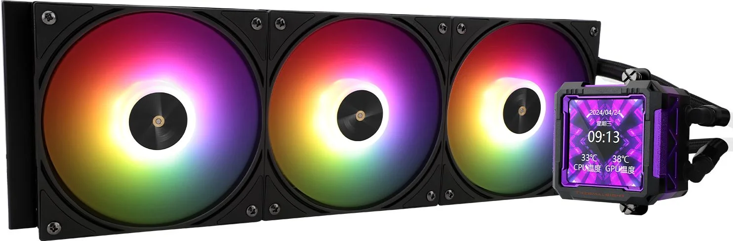 Система водяного охлаждения Thermalright Frozen Warframe PRO 360 ARGB Soc-AM5/ AM4/ 1200/ 1700/ 1851 черный 4-pin 29.8dB Al LCD Ret (F-WFRAME-PRO-360-BL-ARGB)