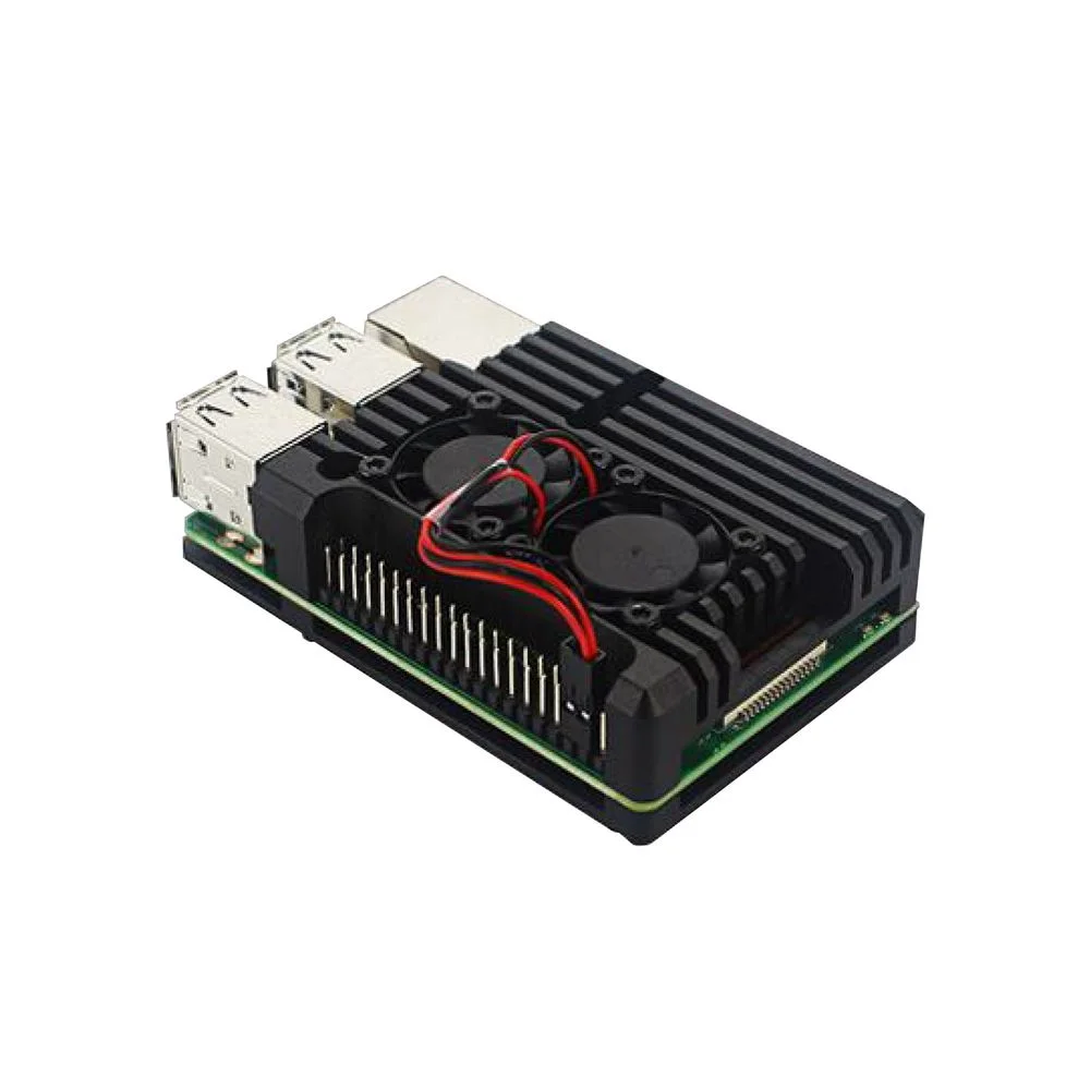 Корпус ACD RA458 Корпус ACD Black Metal Aluminum Case with double Fans for Raspberry Pi 3B/ 3B+ (RASP2244)