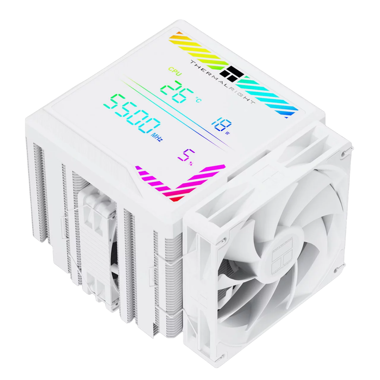 Кулер для процессора/ CPU Cooler Thermalright Peerless Assassin 140 Digital White (4-pin PWM, 165mm, Ni/Cu, 6x6mm, 1x120mm + 1x140mm, 82.CFM, 29.6dBA, 1850RPM, S: 1200, 1700, 1851, 115X, 2011, 2066, AM4, AM5, white) (PA140-DG-WH)