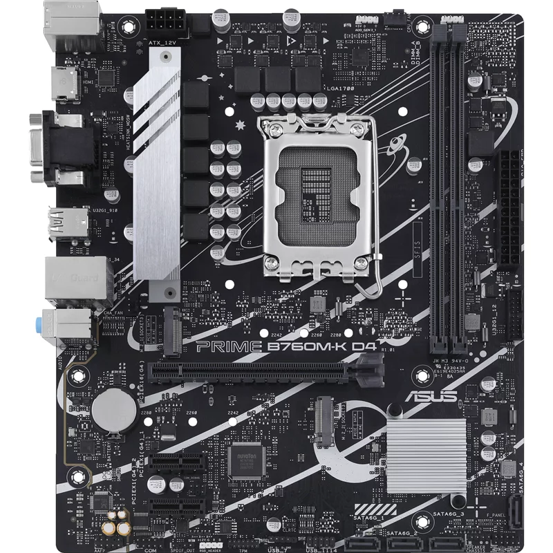 Материнская плата ASUS PRIME B760M-K D4 Soc-1700 Intel B760 2xDDR4 mATX AC`97 8ch(7.1) GbLAN RAID+VGA+HDMI (90MB1DS0-M0EAY0)