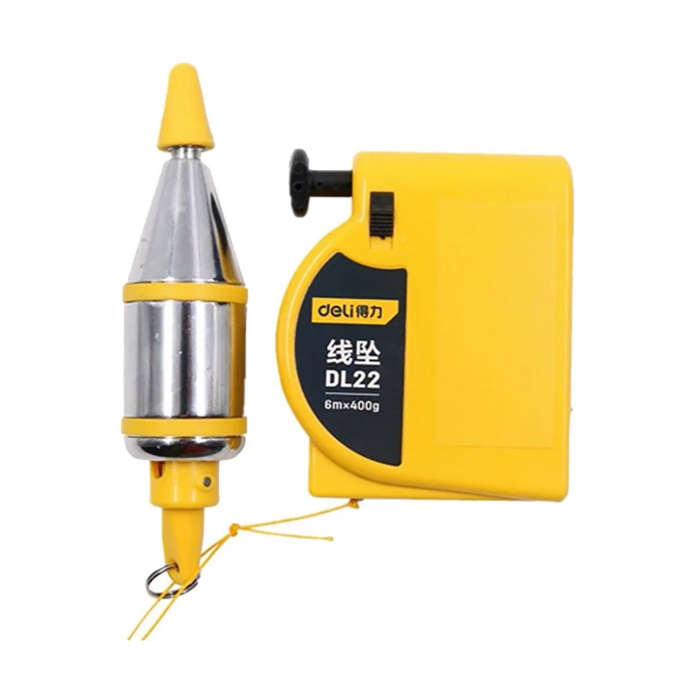 Конусный отвес с магнитным держателем Deli DL22 вес 400гр, длина нити 6м, автоматическое втягивание (DL22#3LG)