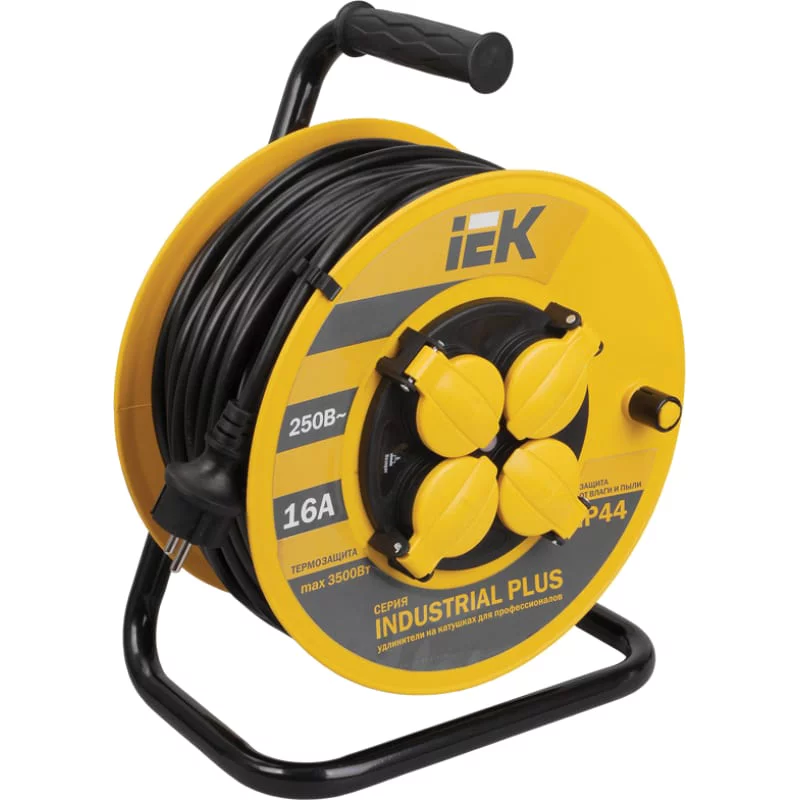 Катушка УК40 с т/з 4 места 2P+PE/40метров 3х1,5мм2 IP44 "Industrial plus" (WKP15-16-04-40-44)