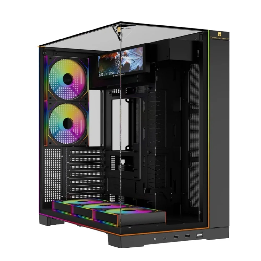 Thermalright Корпус TR-A70 Vision FAN5-M / Black / TG / 5x120mm ARGB PWM Fans / ARGB Strip / 9.16" LCD screen / USB TYPE-C / ATX / TRA70VF5MB