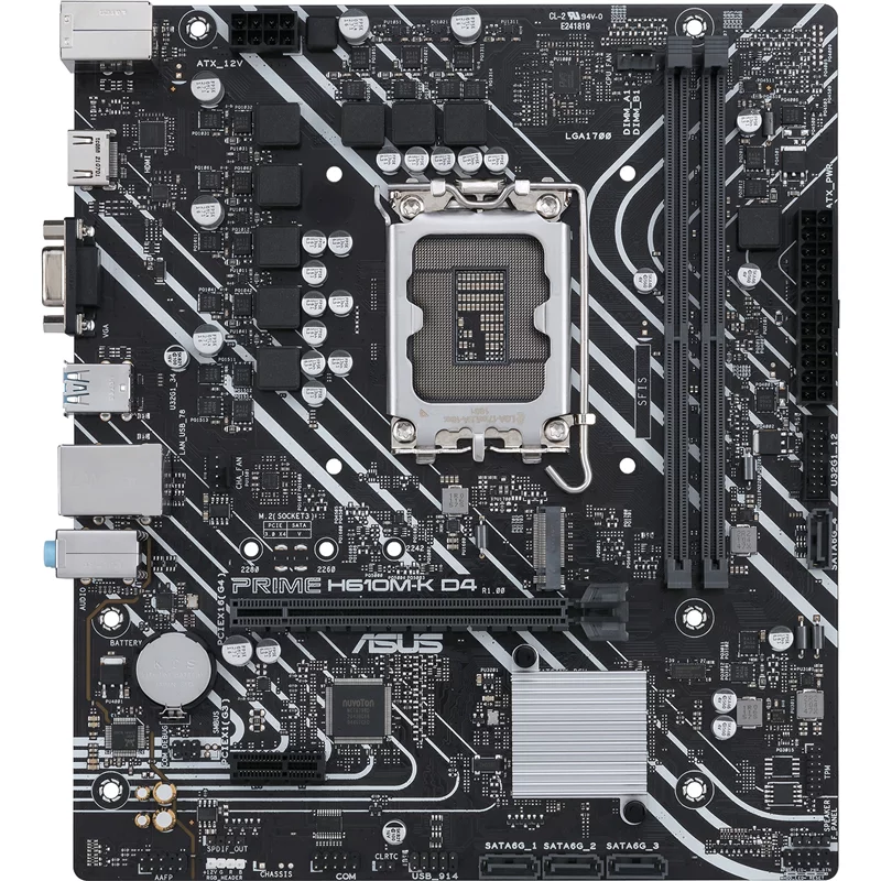 Материнская плата ASUS PRIME H610M-K D4 Soc-1700 Intel H610 2xDDR4 mATX AC`97 8ch(7.1) GbLAN+VGA+HDMI (90MB1A10-M0EAY0)