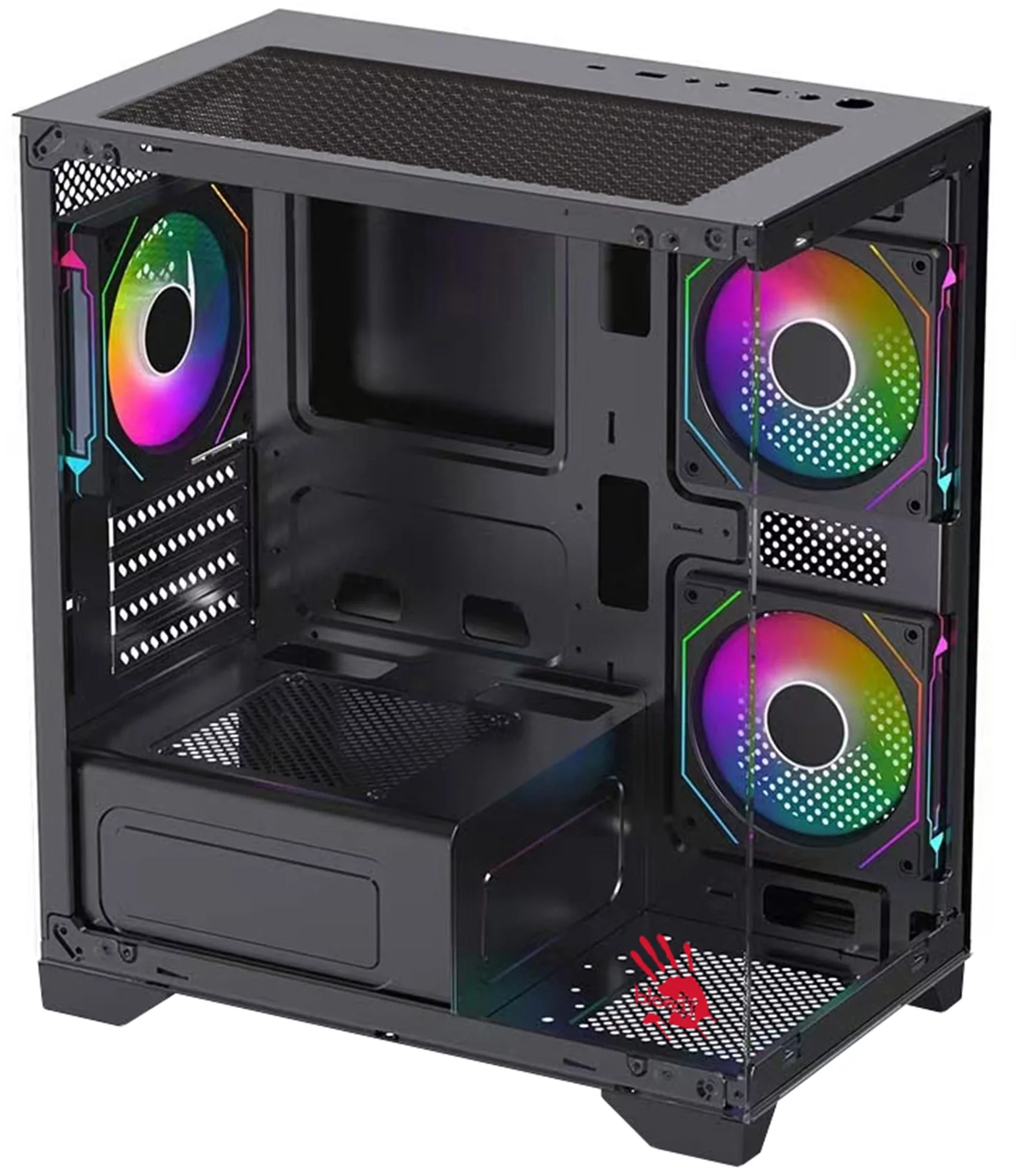 Корпус Bloody BD-CC103F черный без БП mATX 7x120mm 1xUSB2.0 1xUSB3.0 audio bott PSU (BD-CC103F-BK)