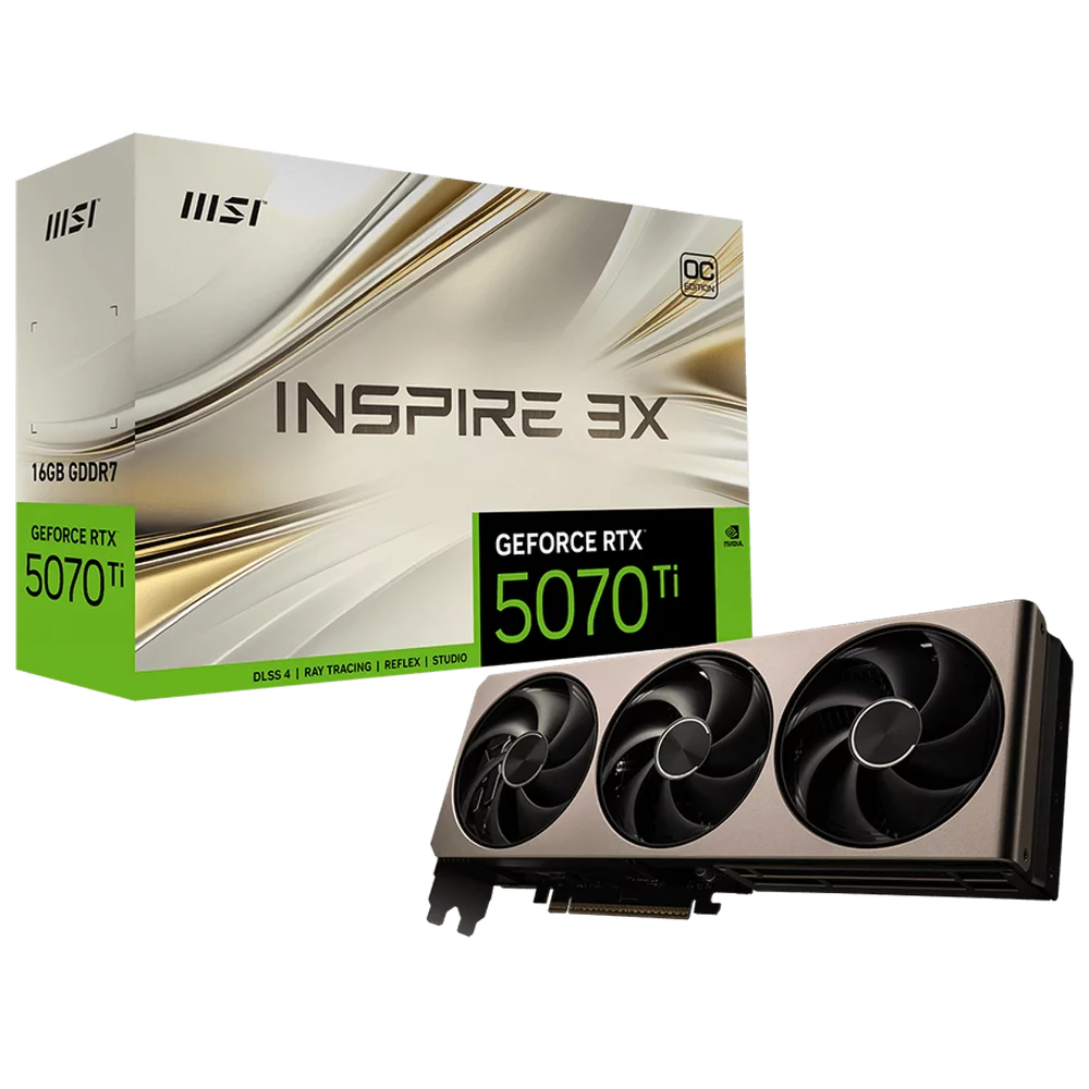 Видеокарта MSI RTX5070Ti INSPIRE 3X OC 16GB GDDR7 256bit 3xDP HDMI 3FAN RTL (RTX 5070 TI 16G INSPIRE 3X OC)