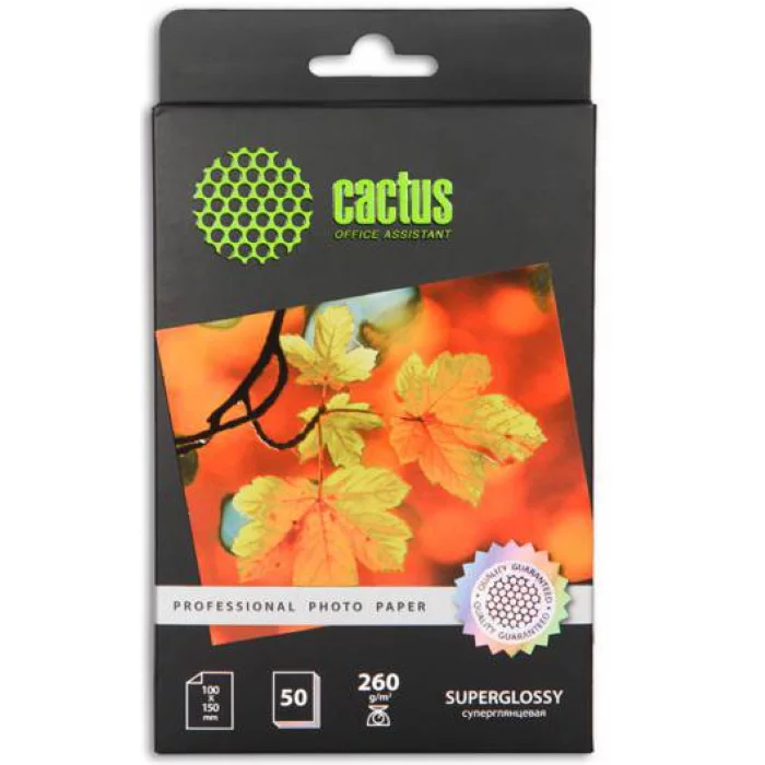 Фотобумага Cactus Prof CS-HGA626050 10x15/260г/м2/50л./белый глянцевое для струйной печати