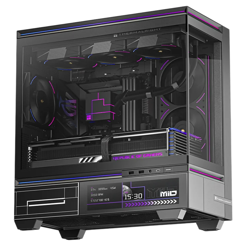 Корпус без блока питания/ Case Thermalright M10 Vision FAN4-C, Mini-Tower, TG, LCD, 4x120mm ARGB, 2xUSB-A 3.0, 1xUSB Type-C, mATX, mITX Black (TL-M10 VISION BLACK FAN4-C)