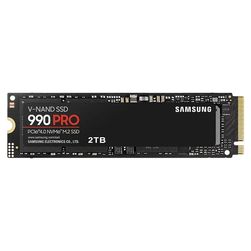 Твердотельный накопитель/ Samsung SSD 990 PRO, 2000GB, M.2(22x80mm), NVMe 2.0, PCIe 4.0 x4, V-NAND TLC, R/ W 7450/ 6900MB/ s, IOPs 1 400 000/ 1 550 000, DRAM buffer 2048MB, TBW 1200, DWPD 0.33, with Heats (MZ-V9P2T0CW)