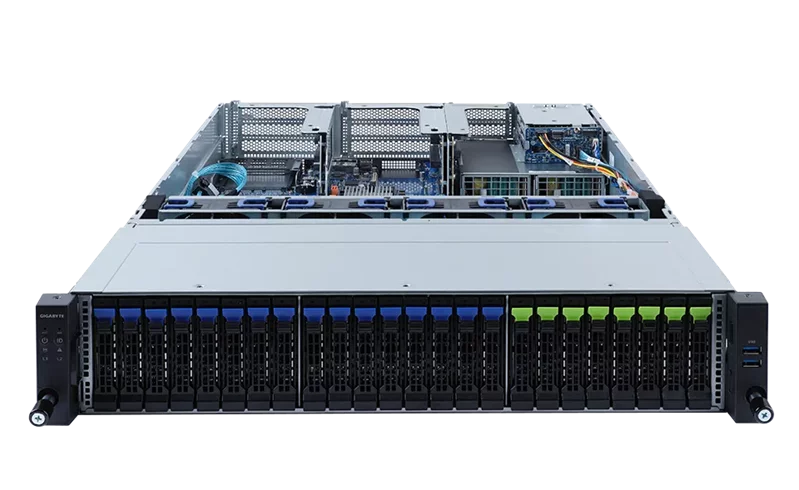 Gigabyte Server Platform R282-N81 2U CPU(2)3rd Gen Xeon/ 2xHeatsink up to 270W/ DIMM(32)/ 16x2,5"SATA/ SAS/ 8x2,5"SATA/ SAS/ NVMe/ 2x2.5"SATA/ SAS rear/ 2x1GbE/ 6xFHHL,2xLP/ 2x1600W/ Rails 6NR282N81MR