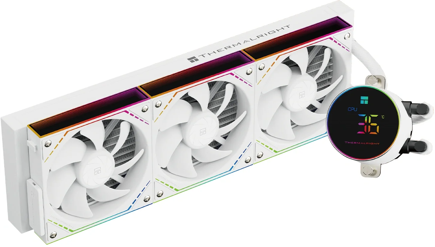 Система водяного охлаждения Thermalright Frozen Magic 360 Digital V2 ARGB Soc-AM5/AM4/1200/1700/1851 белый 4-pin 28.2dB Al LCD Ret (F-MAGIC-360-DIGITAL-WH-ARGB-V2)