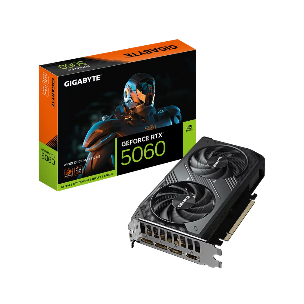 Видеокарта Gigabyte Bad Pack RTX5060 WINDFORCE MAX OC 8GB GDDR7 128bit 3xDP HDMI 2FAN RTL bp (GV-N5060WF2MAX OC-8GD||BP)