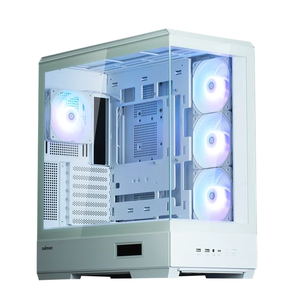 ZALMAN P50 DS, ATX, WHITE, WINDOW, 2x3.5", 3x2.5", 1xUSB TYPE-C, 2xUSB3.0, SIDE 3x120mm ARGB, REAR 1x120mm ARGB (P50 DS WHITE)